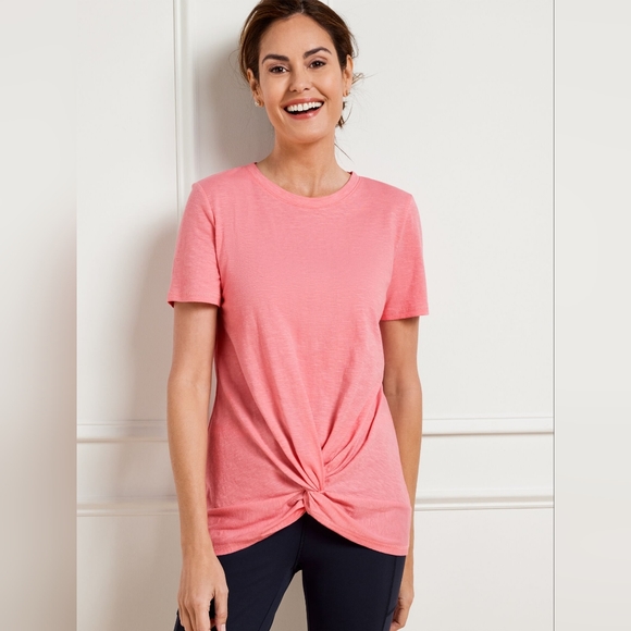 TALBOTS SHORT SLEEVE TWIST FRONT TEE - Picture 1 of 2